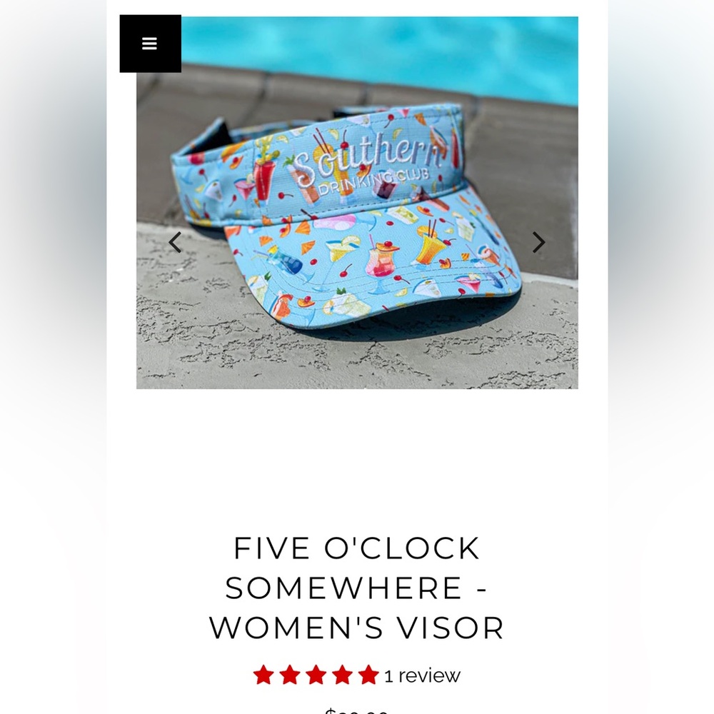 NWT 5 O’clock Somewhere Southern Drinking Club Visor